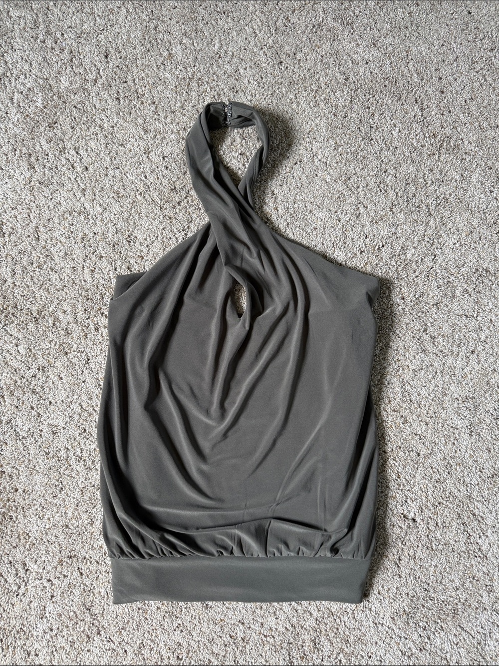 Express Olive Green Halter Tank Top